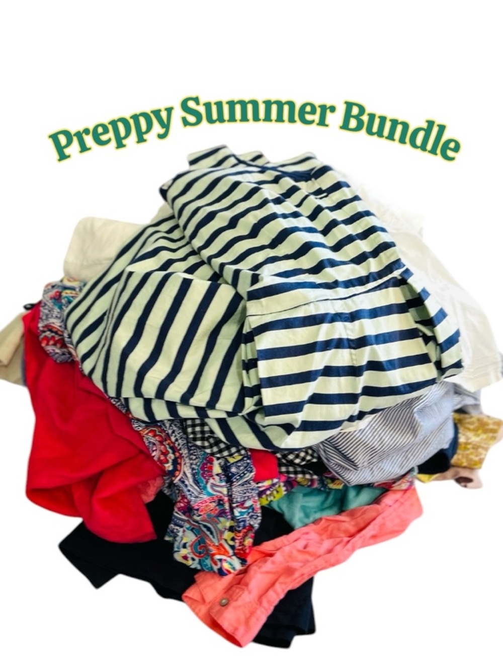 Preppy Brands 18-20 Pcs Summer Clothes Bundle Dress, Top, Pants, Linen, Cotton - Picture 3 of 5